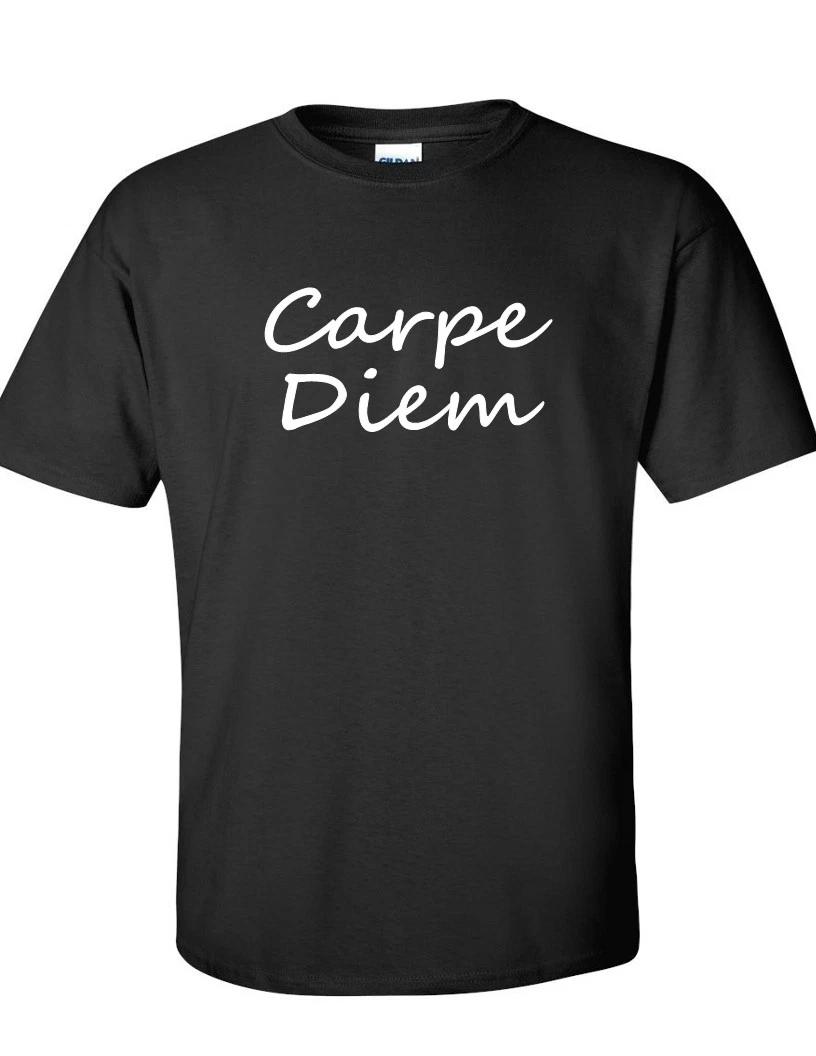 Carpe Diem T-Shirt Latin Seize The Day Live Life White Black Cotton Tee Shirt M