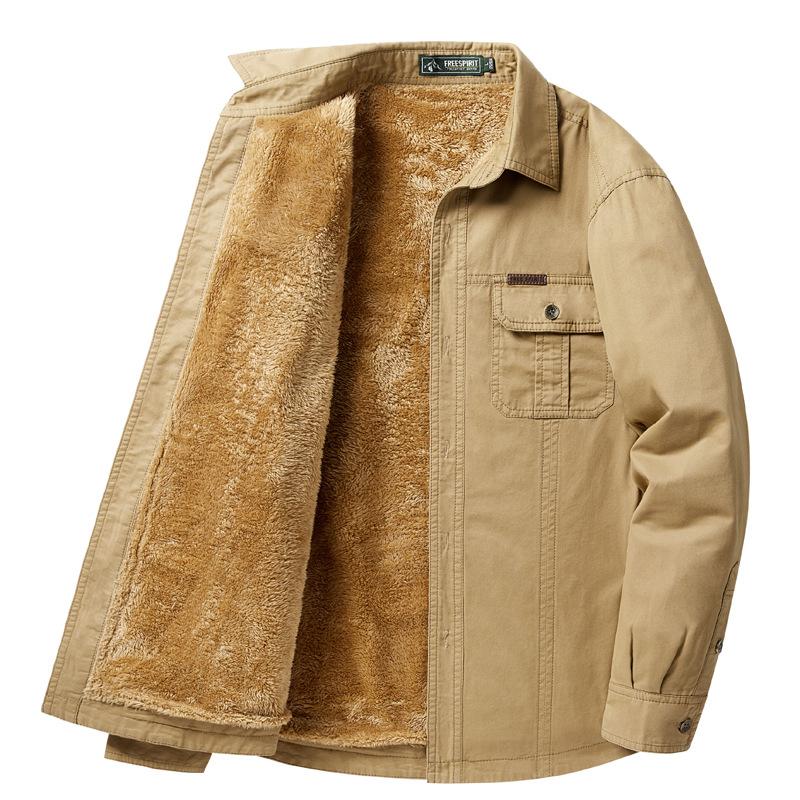 

Плюшевая рубашка из чистого хлопка, мужская верхняя одежда с открытой подкладкой, рубашка с длинными рукавами, мужская повседневная утолщенная куртка большого размера XXL