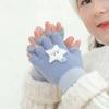 Cute Thicken Half Finger Knitted Cat Star Kids Outdoor Gloves Korean Mittens Children Winter Gloves