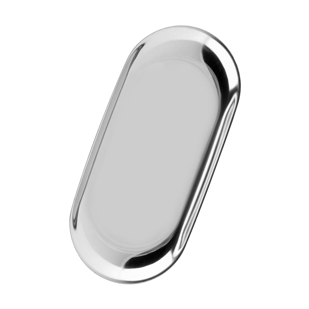 Nordic Style Stainless Storage Tray Cosmetics Jewelry Cake Plate for Office Desks(Silver L)