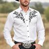 Camicia da Uomo con Stampa Floreale Lavorazione Etnica Camicia Western Camicia da Cowboy Manica Lunga Vintage Retrò Vacanza all'Aperto