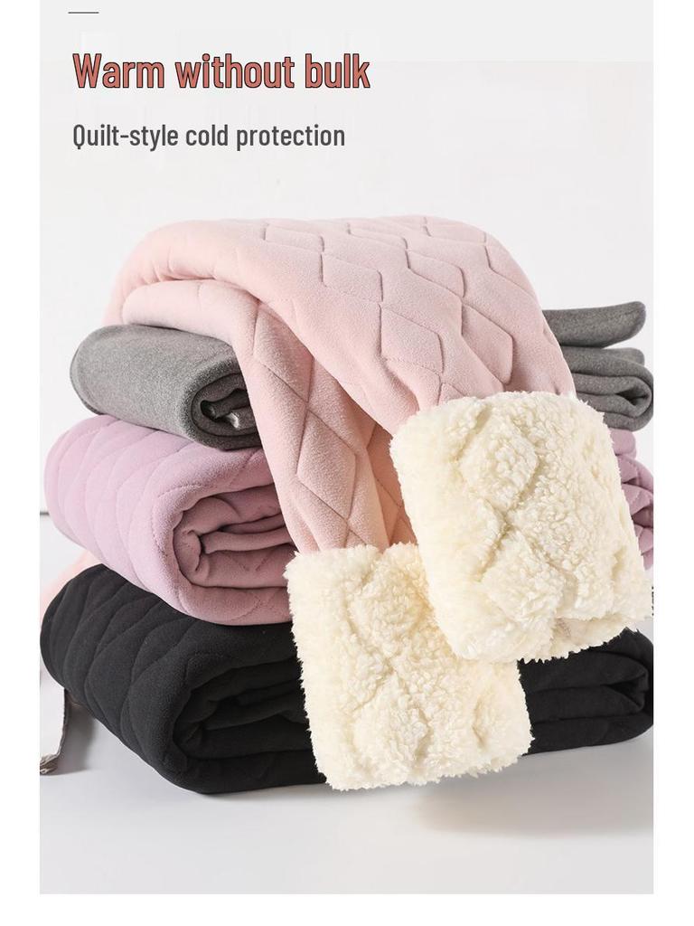 Extra Thick Fleece-Lined Lambswool Leggings for Women - Autumn/Winter, Plus Size, Northeast Warmth, Cotton Pants