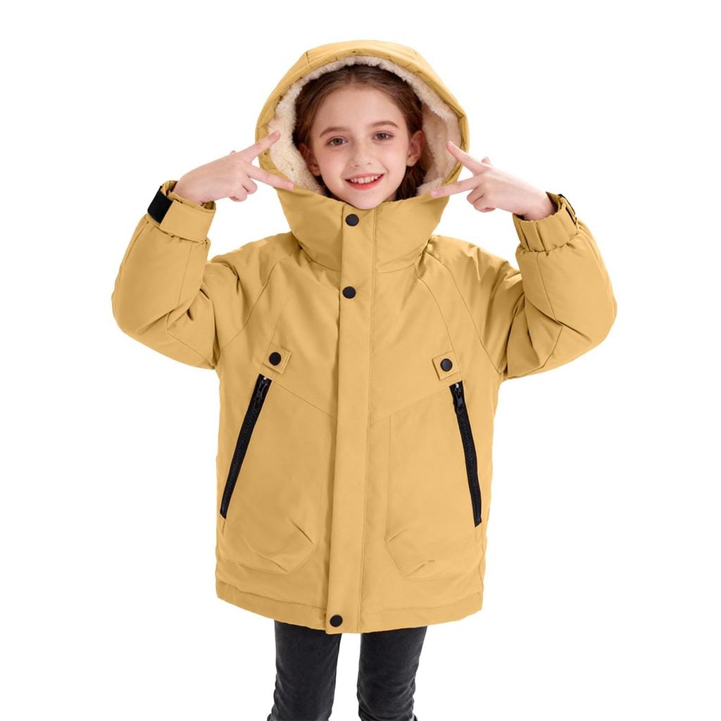 Kids -Lined Hooded Windbreaker Jacket Casual Outdoor Coat for Boys and Girls