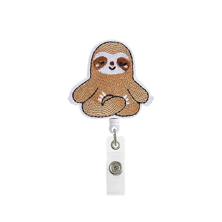 Cartoon Felt Cloth Embroidery Retractable Easy Pull Badge Reel Clip Id Card Holder Nursing Accessories School Supplies