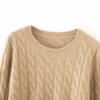 2024 Fall/Winter Women's Cashmere Loose Knit Pullover with Round Neck & Cable Design