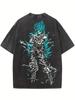 Anime Dragon Ball Cosplay Washed T-Shirt Cotton Short Sleeve Loose Large Casual Sports Fitness T-Shirt Men's Harajuku Clothing