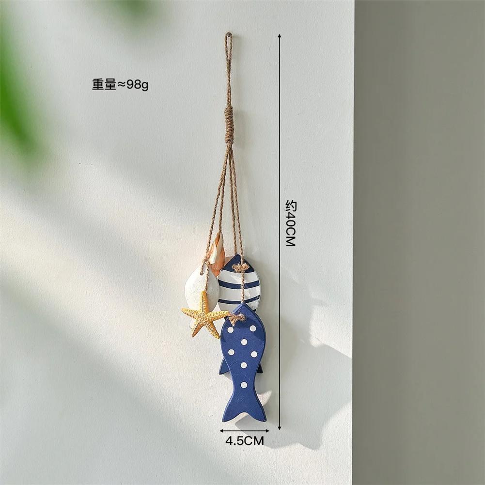 Wooden Fish Wall Hanging Ornaments, Nautical Beach Theme Home Decoration Sculpture for Bathroom Bedroom Lake House Decor