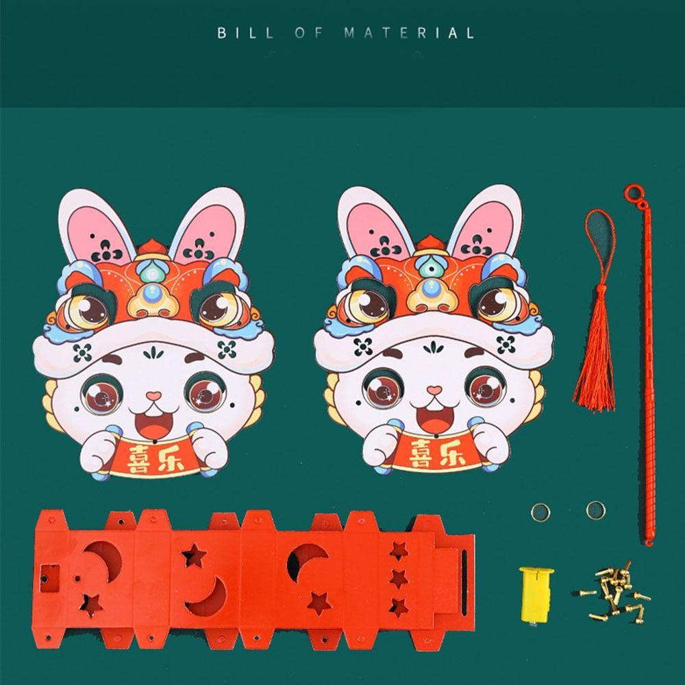 Handmade Handheld Rabbit Lantern Chinese Light-Up Bunny Lantern Photography Props