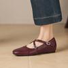 Krazing Pot Sheepskin Round Toe Thick Low Heels Spring Shoes Buckle Big Size 42 Women Mary Janes Pumps