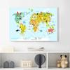 Nursery World Map Poster Stampe Pastello Tema animale Educativo Tela Wall Art Decor Immagini Pittura per la camera dei bambini Decor Art