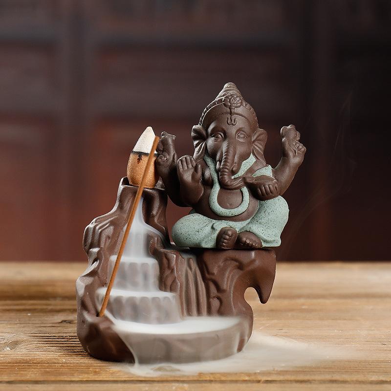 1Pc, Purple Clay Elephant Backflow Incense Burner Home Decor Ornament Incense Stick Holder (Without Incense)