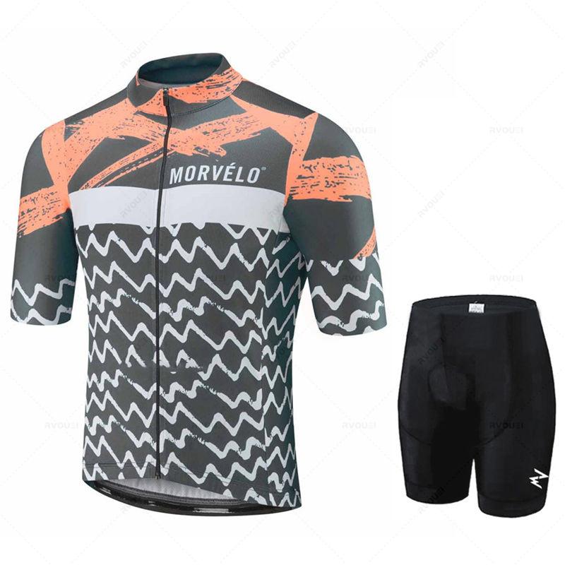 Morvelo Herren Radhose Kurze Ärmel Fahrradbekleidung Sportbekleidung Outdoor MTB Ropa Maillot Ciclismo Trägerhose 2026 Sommer Atmungsaktives Radsportanzug Set