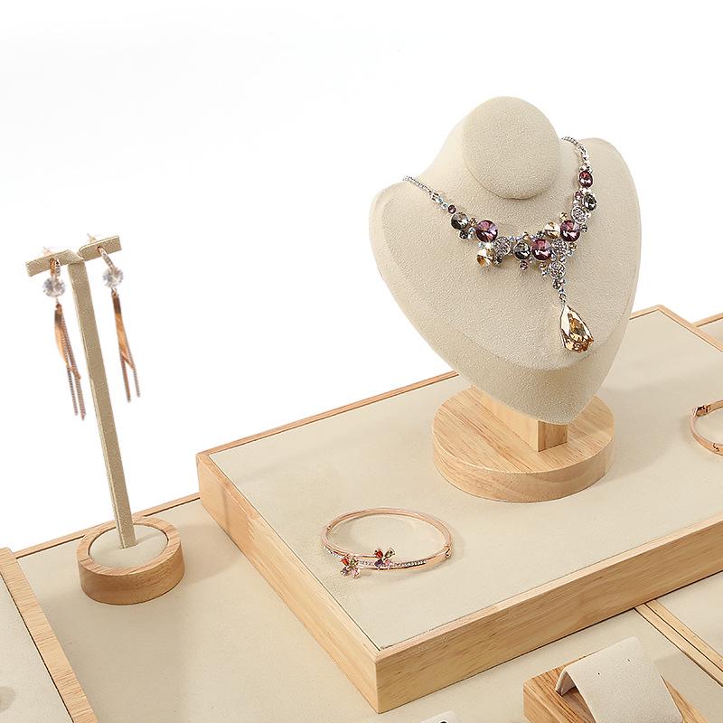 Digu Solid Wood Jewelry Display Stand for Rings, Necklaces, Earrings, and Pendants