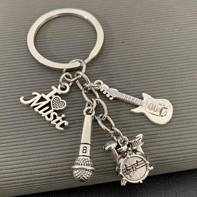Cross-Border Fashion Music Instrument Keychain: Guitar & Drum Set Alloy Accessories Gift