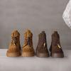 Fashion Boots Autumn New Round Toe Suede Lace-up Platform Non-slip Wear-resistant Square Heel Mid-leg Boots