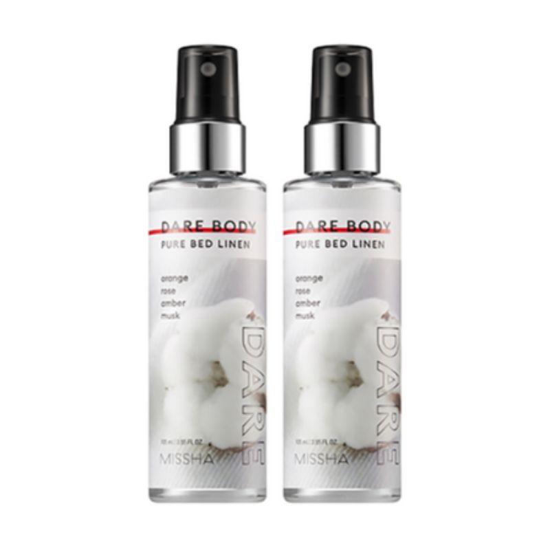 MISSHA Dare Body Mist Pure Bettwäsche 105ml x 2 Stück – Sauberes Baumwoll-Duft-Set mit langanhaltendem Body Mist Spray