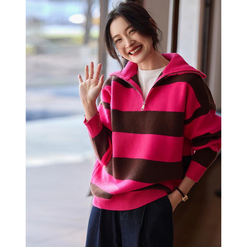 Demana Rosehip Jam Striped Knit Sweater for Women