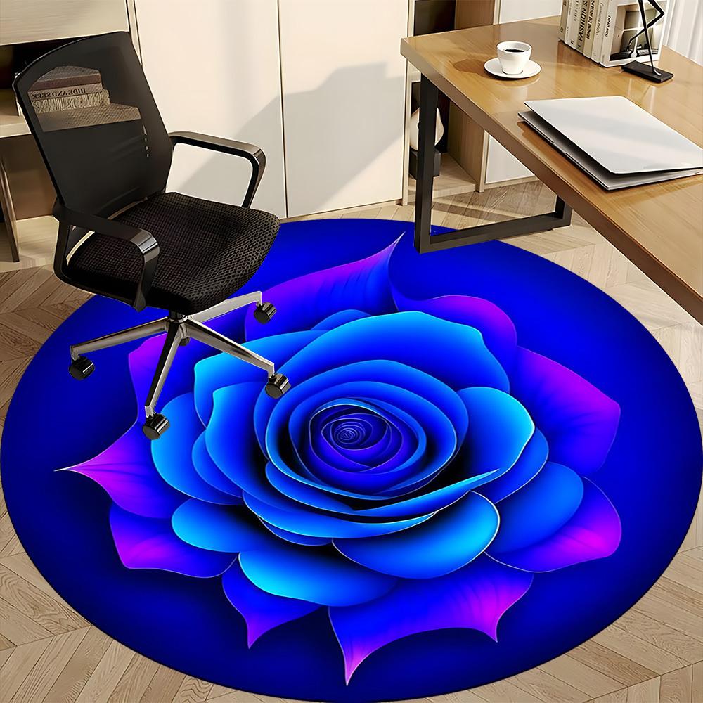 1pc Blue Rose Chair Carpet for Office, Non-slip, Soft and Durable Office Rug for  Decoration, Perfect for Office Yy260105044