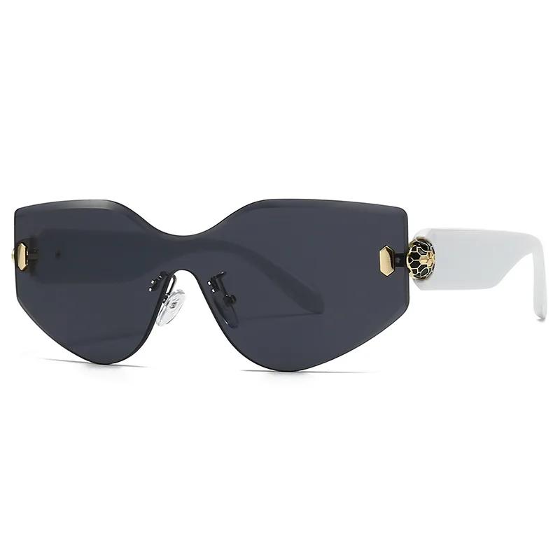 Vintage  Rimless Oversized Sunglasses Women For Men Luxury Brand Design Sun Glasses Punk Popular Rivet Irregular Shades Uv400