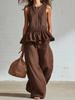 2026 Summer New European and American Foreign Trade Women's Sleeveless Pleated Vest Wide-leg Trousers Casual Suit Women