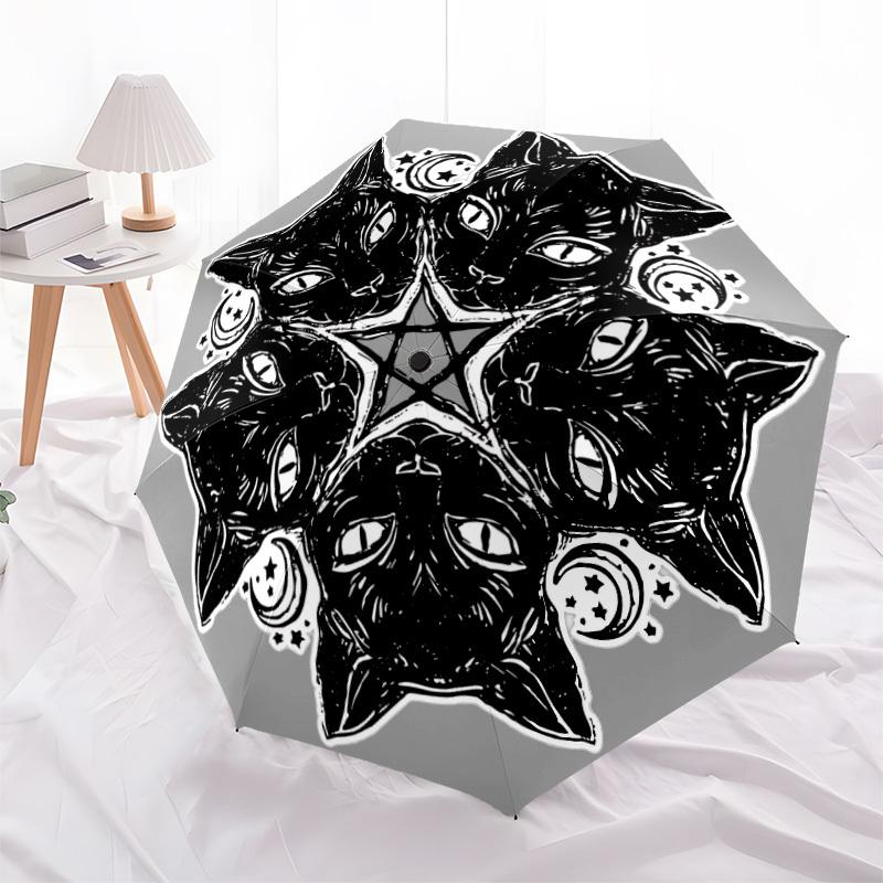1pc Cat Mandala Automatic Open/Close Umbrella Compact Folding Umbrella, All-Season Portable Umbrella for Women/Men251