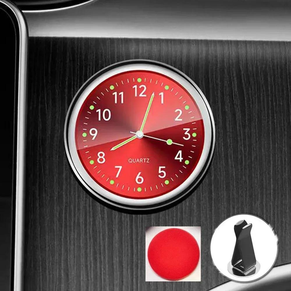 1pc Mini Car Clock Luminous Automobiles Internal Stick-On Quartz White 40mm Clocks Auto Watch Ornament Mechanics Digital Bl W8I4