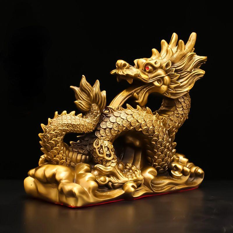 Zhaocai Wealth Attract Bronze Dragon Decoration Living Room Brass Crafts Home Office Opening Auspicious Dragon Ornaments