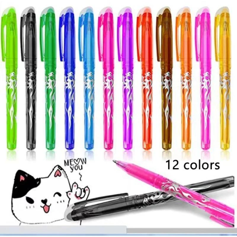 12 Pcs/Set Multi-color Erasable Gel Pen 0.7mm Kawaii Pens Student Writing Creative Drawing Tools Office School Supply Stationery