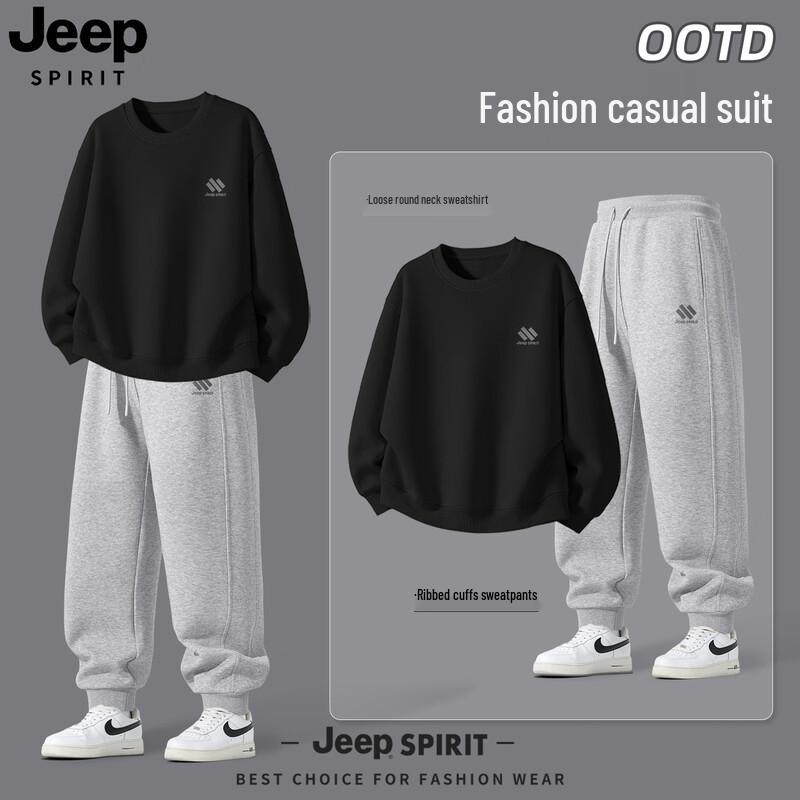 

JEEP SPIRIT Men s Loose Fit Sweatshirt and Joggers Set L