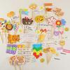 Colorful Instagram Style Cake Toppers: Children's Day Smiley, Sunflower, Bear, Heart Card Inserts