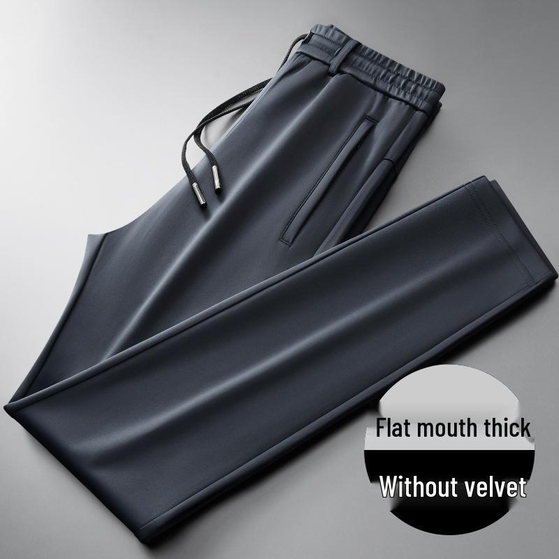 Men's Autumn Fleece-Lined Straight-Leg Elastic Sweatpants - Plus Size Casual Sports Pants