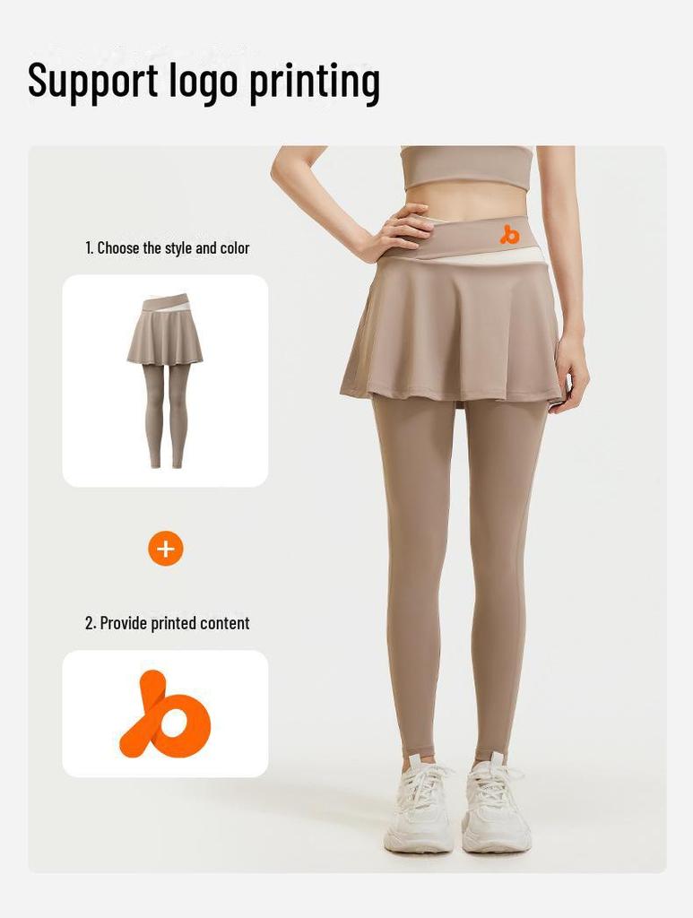 Juyitang High-Waist Two-Piece Yoga Skirt Leggings - Slimming, Anti-Exposure Fitness Wear for Women