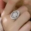 6-10 Size Luxurious Sparkling Inlaid Zircon Flower Oval Ring, Women's Able Wedding Banquet Accessories Jewelry