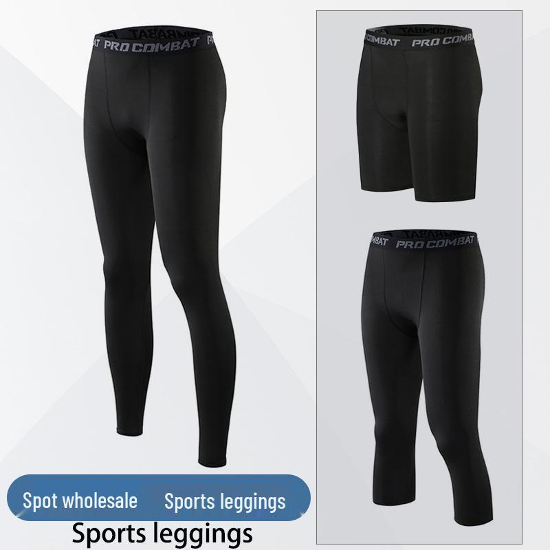 Men's Sports Basketball Sweats - High-Elasticity, Sweat-Wicking, 7-Point Compression Pants