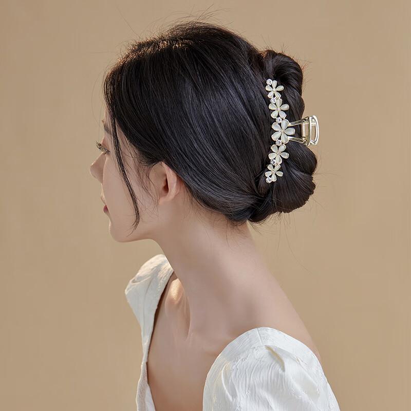 CHIMERA Hair Claw Clip, Flower Shark Clip, Back of Head Bun Clip, Golden