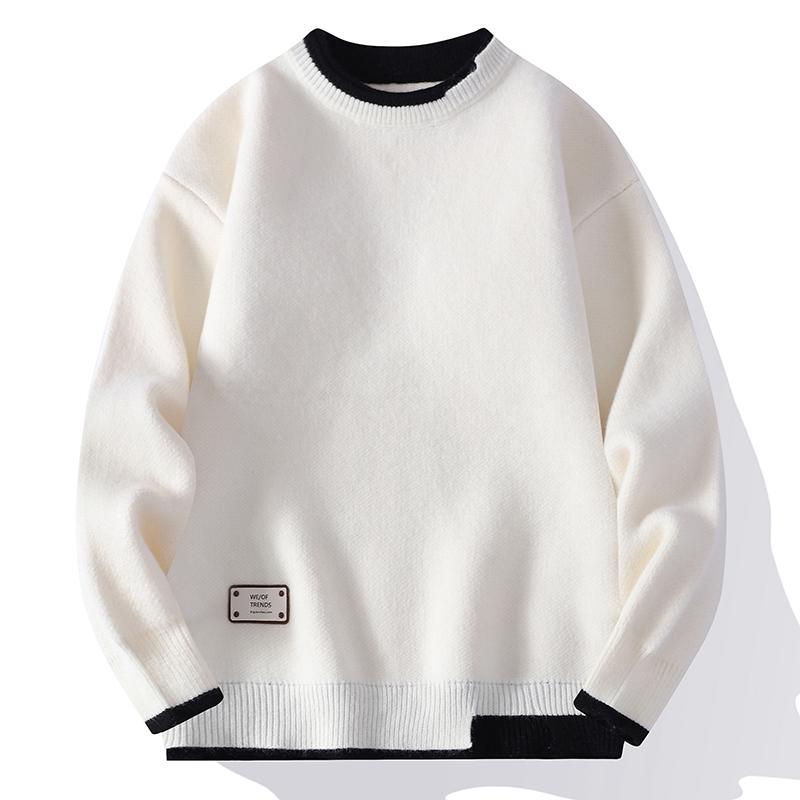 Autumn Winter Trendy Korean Style Loose Fit Knitted Sweater Men Casual Pullovers
