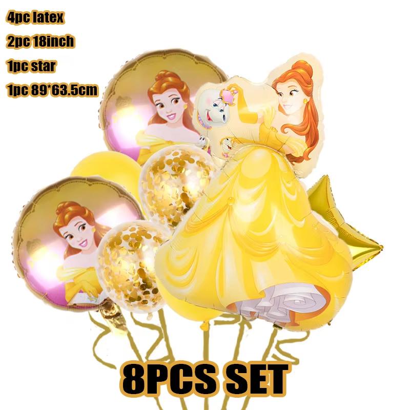 Beauty And The Beast Party Decoration Birthday Backdrop Belle Princess Paper Cup Plate Balloons For Girl Favor Gifts Baby Shower