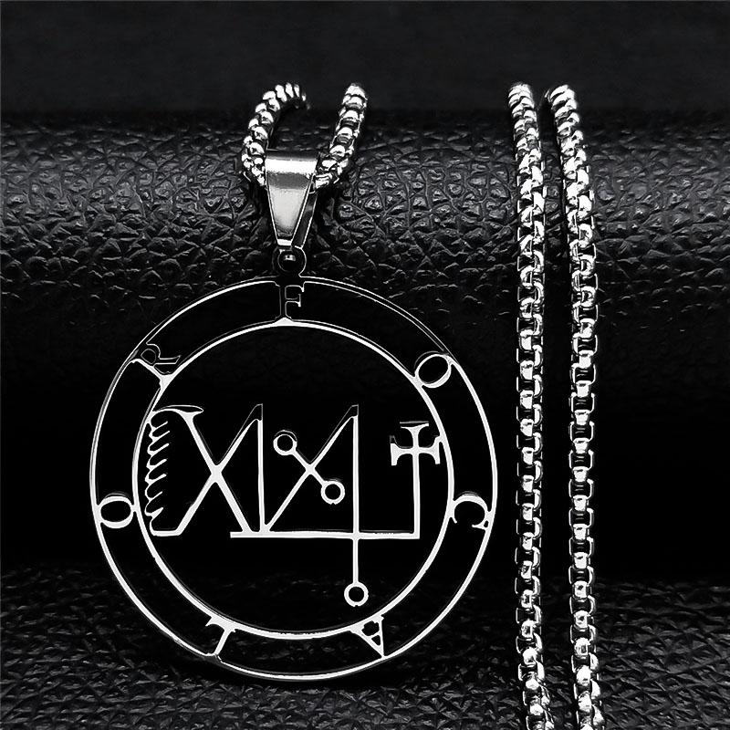 Astaroth Sigil Goetia Stainless Steel Necklace Solomon Demon Seal Satan Sigil satanique patch PIN Jewelry collier femme N7156S03