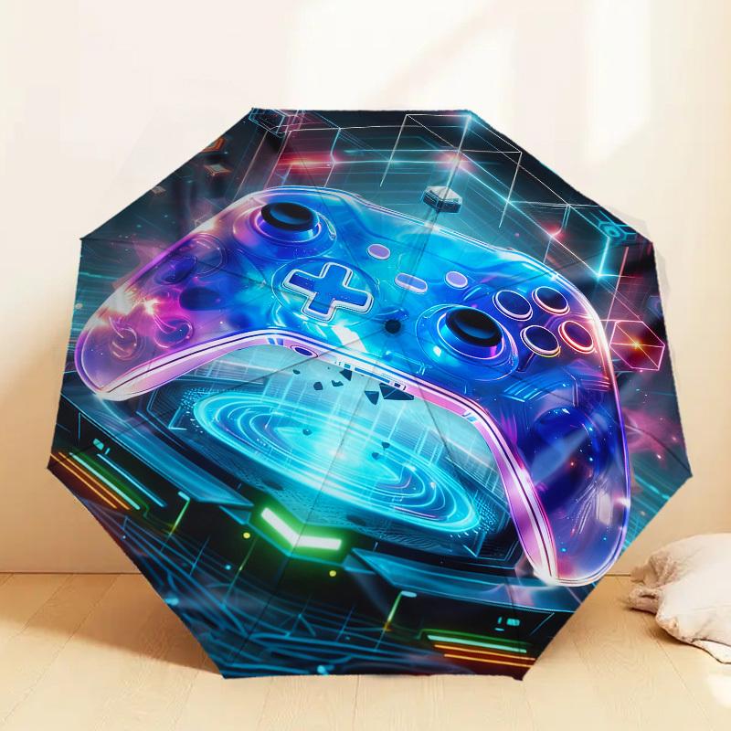 

1pc Neon Gaming Controller Pattern Umbrella Design Automatic Opening and Closing Umbrella, High-quality Travel Umbrella, c1128023