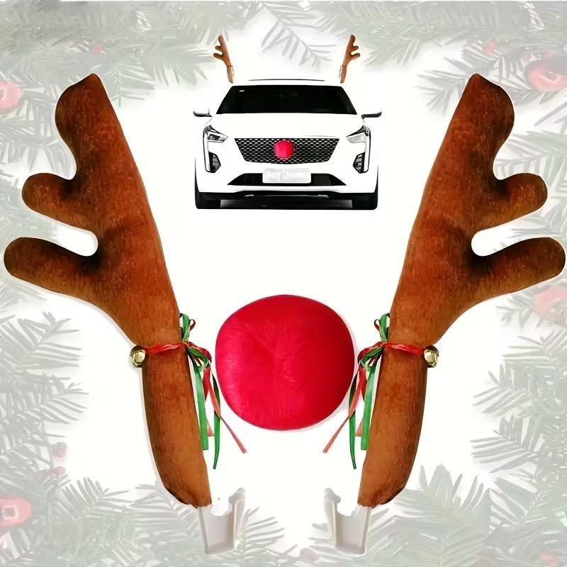 Car Motorcycle Merry Christmas Decor Helmet Protective Full Face Cover Rearview Mirror Trim Santa Claus Reindeer Antlers Bell