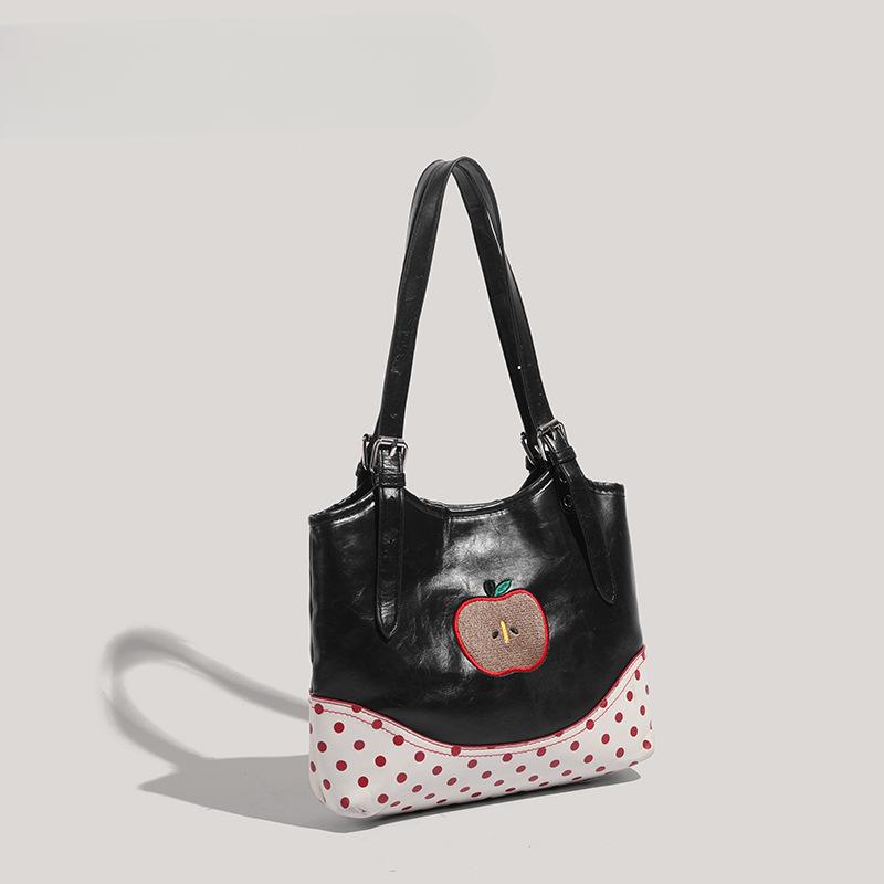 Sommer Niedliches Mädchen Apfel Punktmuster Schultertasche Nische Designgefühl Pendler Kleine Tragetasche Damen