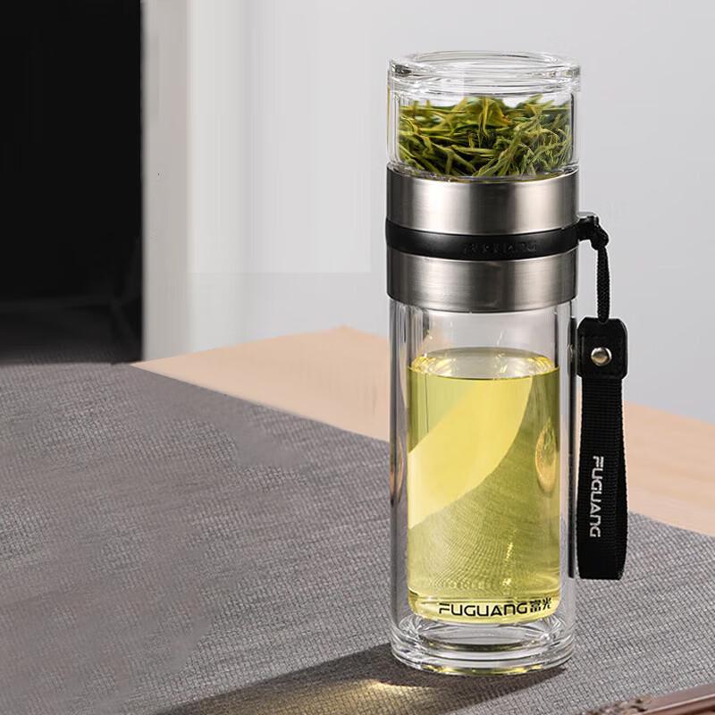 Fuguan Platinum Tea Master 310ml Double Wall Glass Tea Infuser Cup