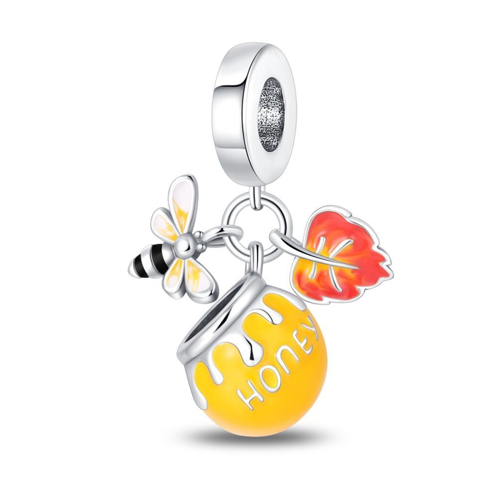 S925 Silver Autumn Maple Leaf Owl Squirrel Beaded Bracelet DIY Charm Pendant Jewelry Making Accessories