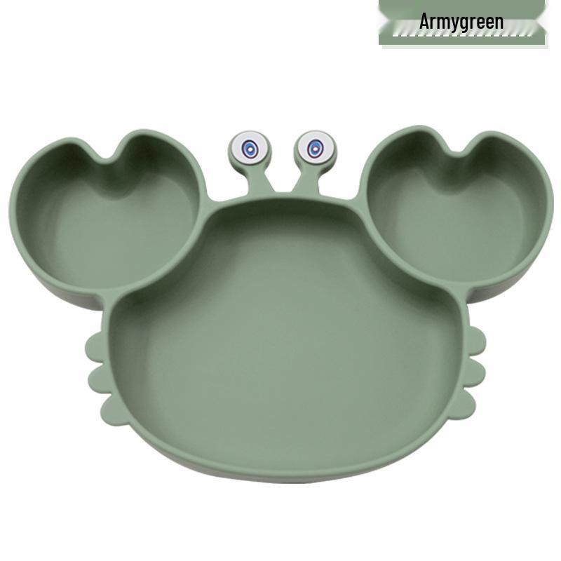 Silicone Suction Crab Plate: Divided Baby Tableware for Feeding & Weaning