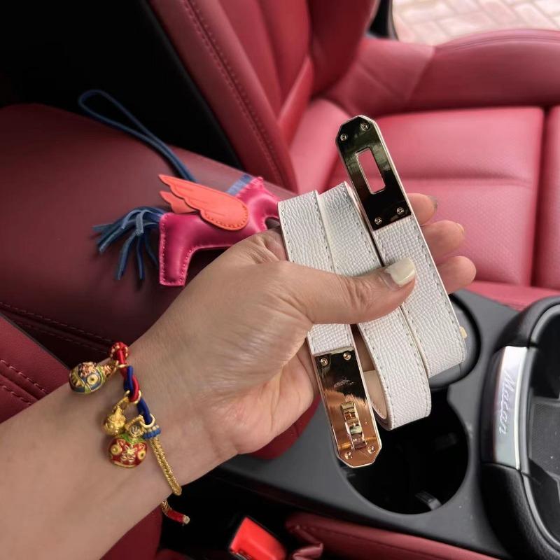 Dámská kožená přezka nastavitelný tenký pásek s šaty v pase Dvouvrstvý oblek z hovězí kůže bunda se zapínáním na pásek