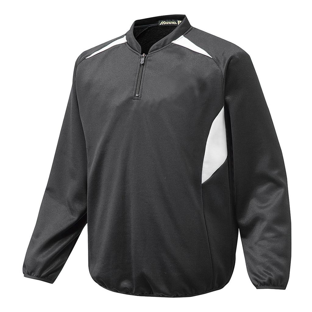 Mizuno Brushed Knit Light Half Zip Jacket 12JE6K01 Baseball/Softball Men's Black/White