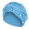 Women Pearl Beading India Hat Muslim Ruffle  Chemo  Turban Wrap Cap