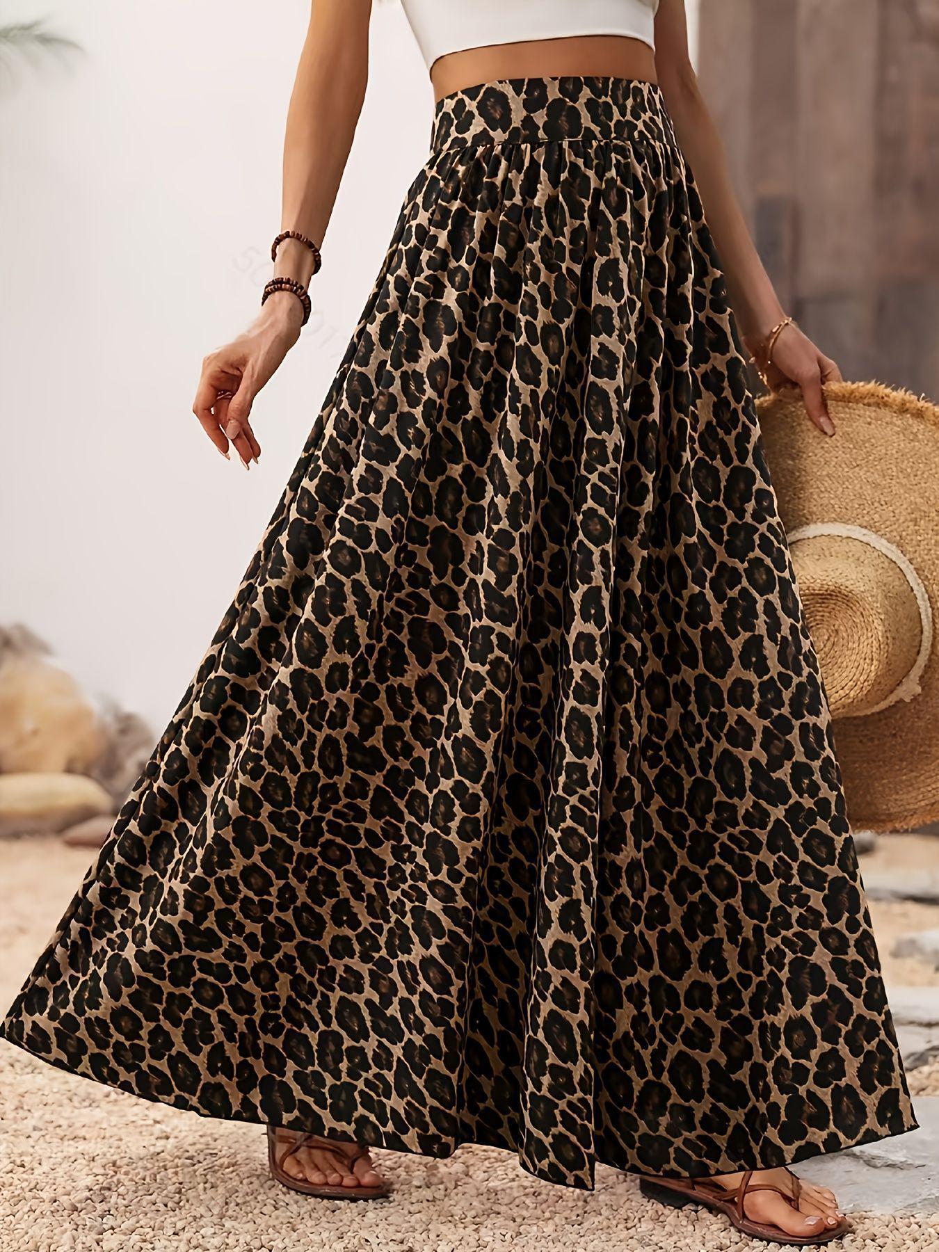 Elegant Midi Leopard Print Summer Beach Dress - 2026 S