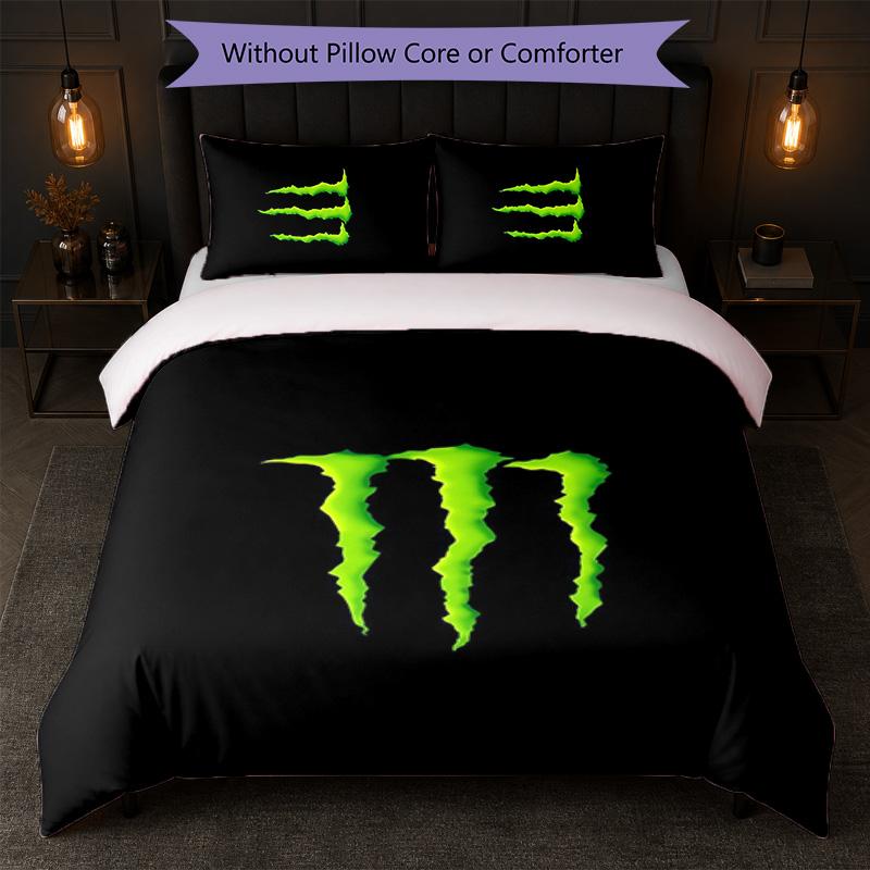 Monster Energy Print 3-delige Dekbedovertrekset 1 Dekbedovertrek en 2 Kussenslopen Zacht Beddengoed Voor Huishoudelijke Slaapkamer