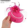 Fascinator Hat for Women Mesh Veil Pearl Decorative Hair Clip Rose Red Small Bridal Headpiece for Tea Party Banquet and Special Occasion Accessories